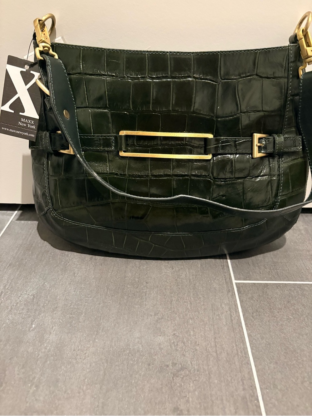 MAXX New York Forest green crocodile handbag cr380p leather purse
